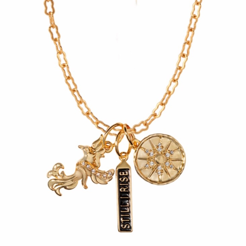 Gold and black pendants with chain